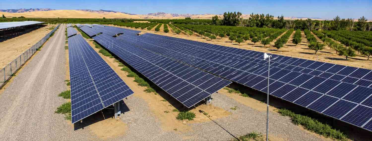Large solar power plant used for solar technician skills training and renewable energy education at Indbharat Global Foundation
